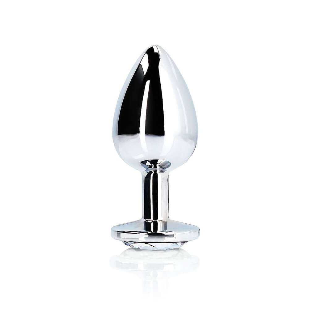 Ouch! Round Gem Butt Plug Large Silver/Diamond