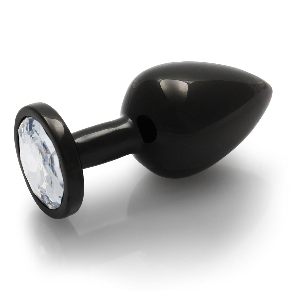 Ouch! Round Gem Butt Plug Medium Gunmetal/Diamond