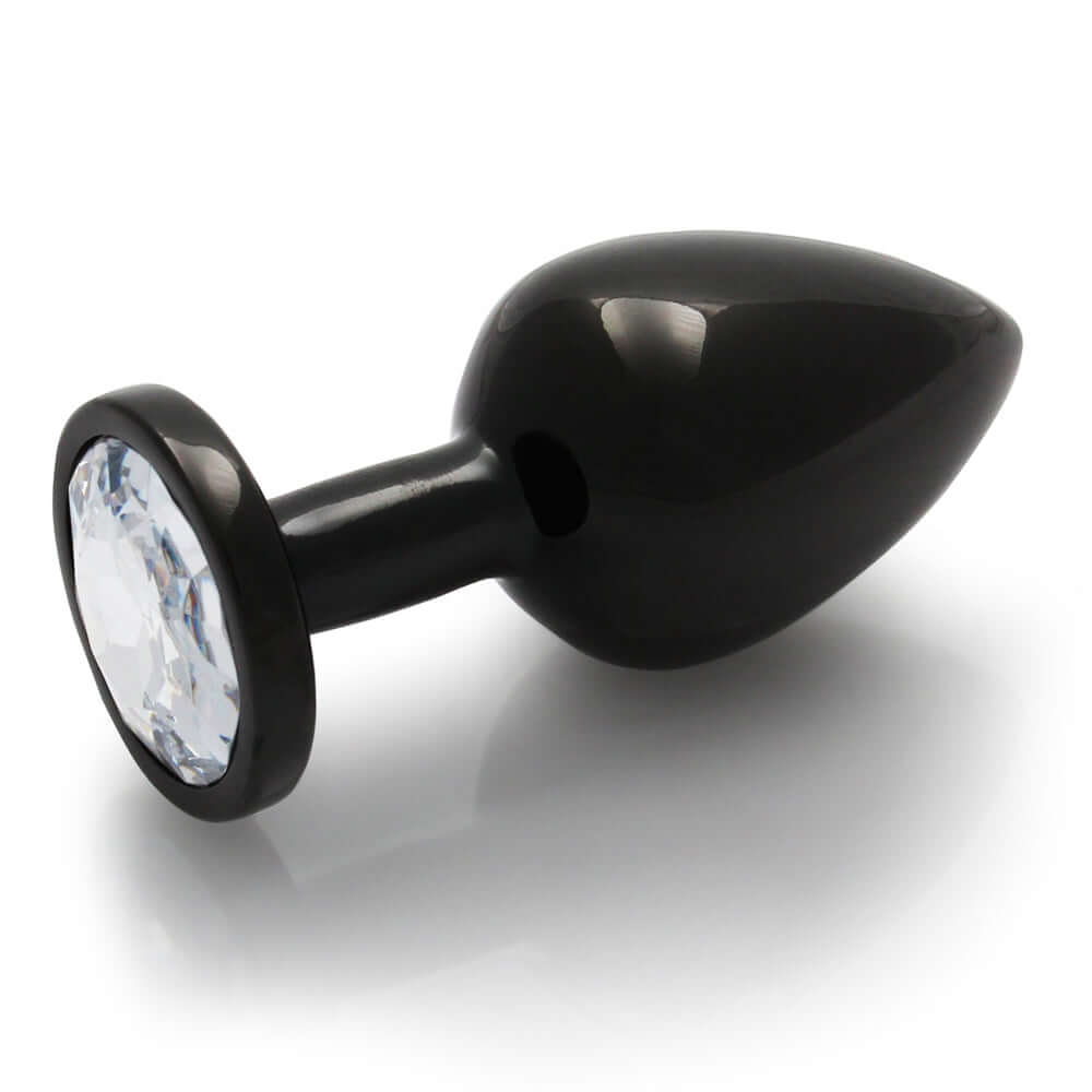 Ouch! Round Gem Butt Plug Medium Gunmetal/Diamond