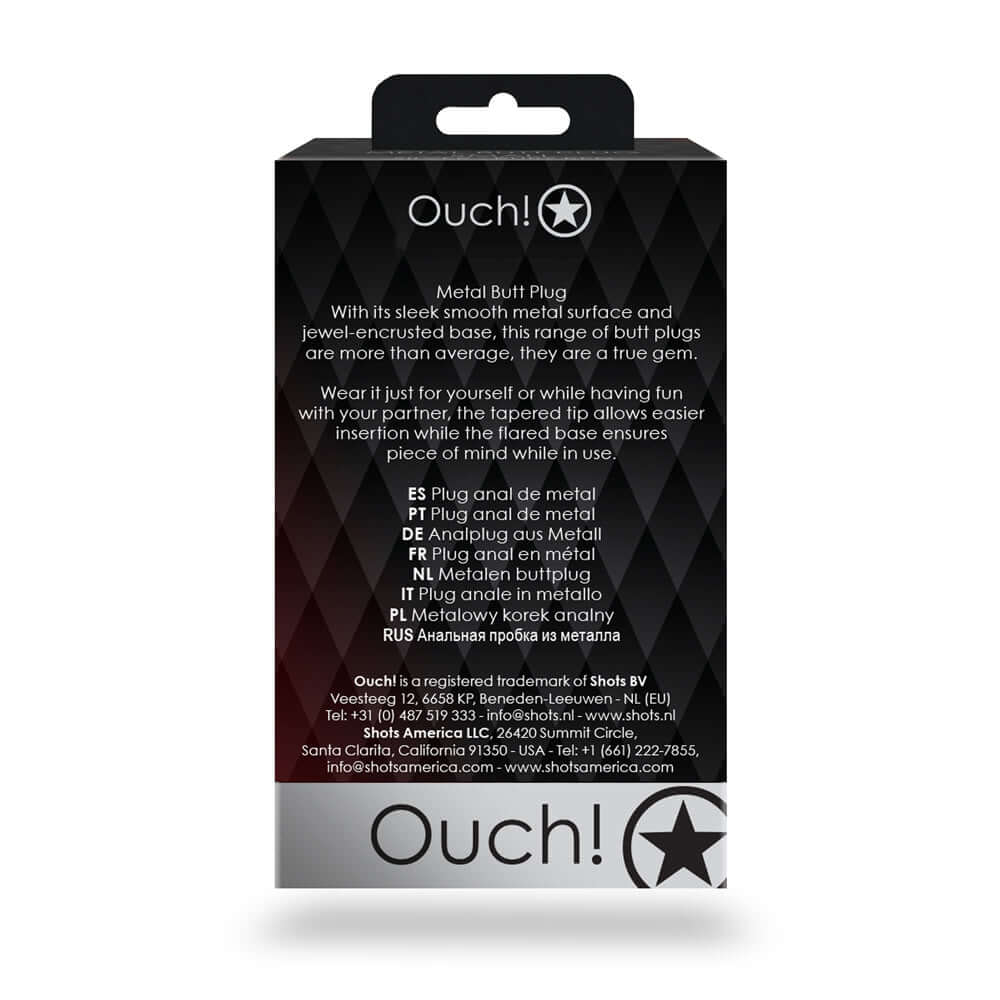 Ouch! Round Gem Butt Plug Medium Gunmetal/Diamond