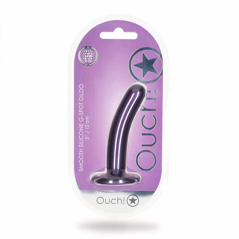 Ouch! Smooth Silicone 5 inches G-Spot Dildo Metallic Purple