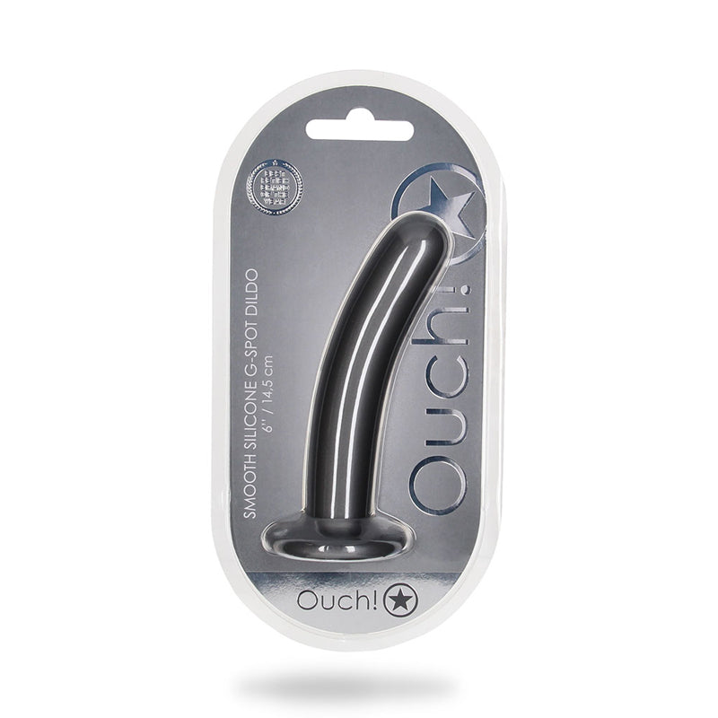 Shots Ouch! Smooth Silicone 6 inches G-Spot Dildo Gunmetal