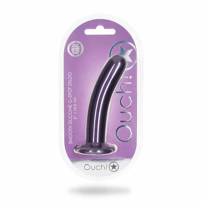 Ouch! Smooth Silicone 6 inches G-Spot Dildo Metallic Purple