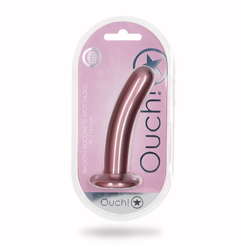Shots Ouch! Smooth Silicone 6 inches G-Spot Dildo Rose Gold