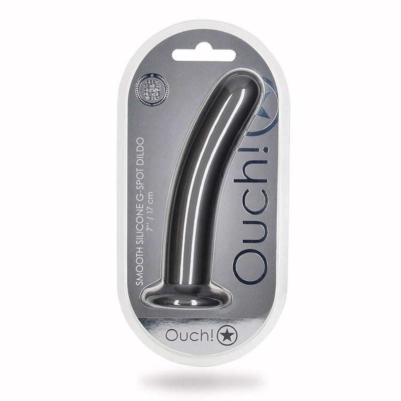 Shots Ouch! Smooth Silicone 7 inches G-Spot Dildo Gunmetal