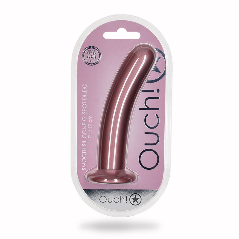 Shots Ouch! Smooth Silicone 7 inches G-Spot Dildo Rose Gold