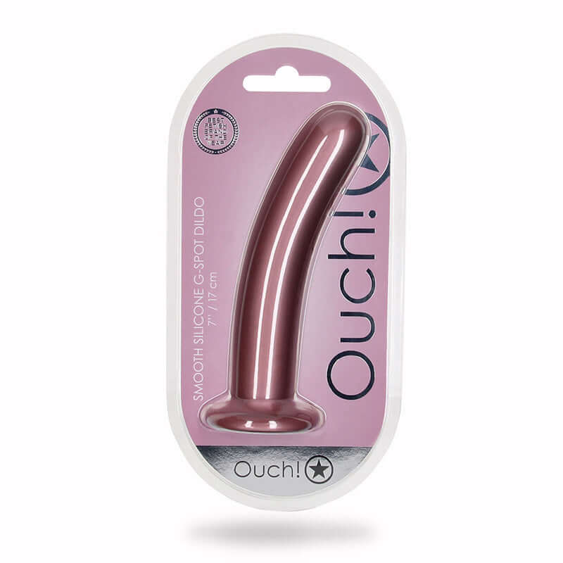 Shots Ouch! Smooth Silicone 7 inches G-Spot Dildo Rose Gold