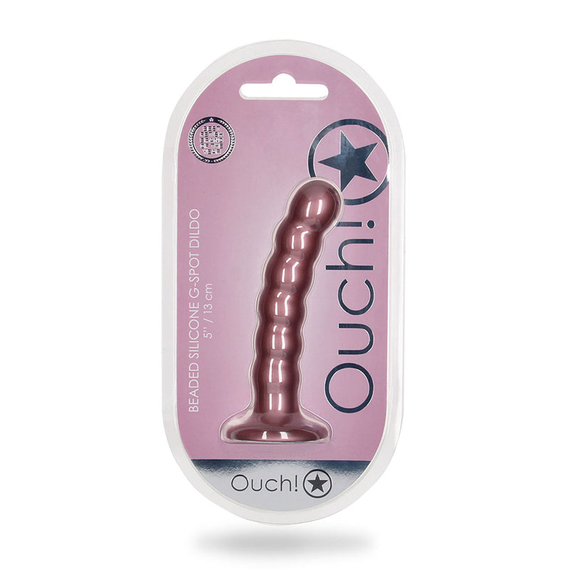 Ouch! Beaded Silicone 5 inches G-Spot Dildo Rose Gold