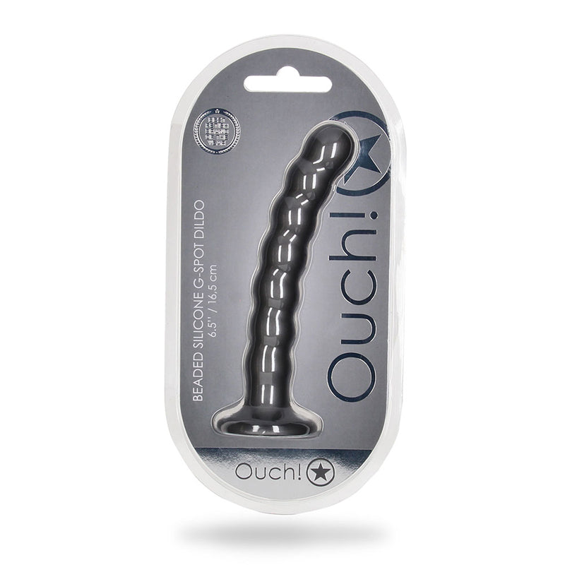 Ouch! Beaded Silicone 6.5 inches G-Spot Dildo Gunmetal