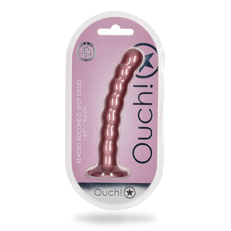 Ouch! Beaded Silicone 6.5 inches G-Spot Dildo Rose Gold
