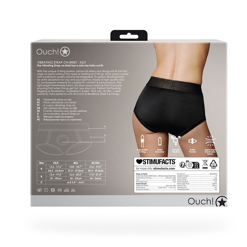 Ouch! Vibrating Strap-on Brief Black XS/S