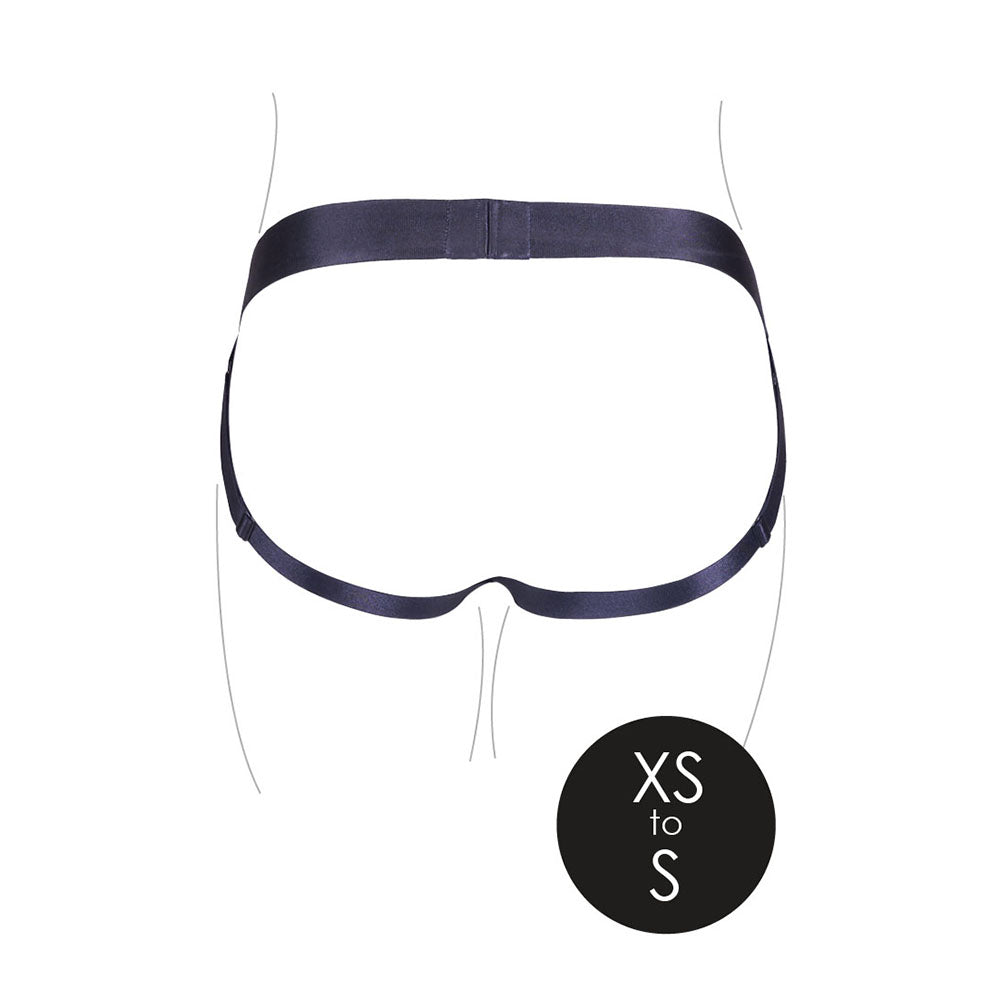 Ouch! Vibrating Strap-on Panty Harness with Open Back Black XS/S