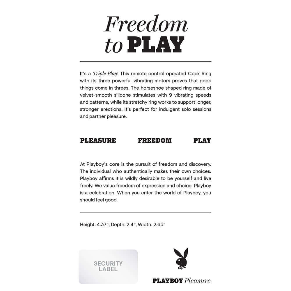 Playboy Triple Play Vibrating Cockring with Stimulator Black