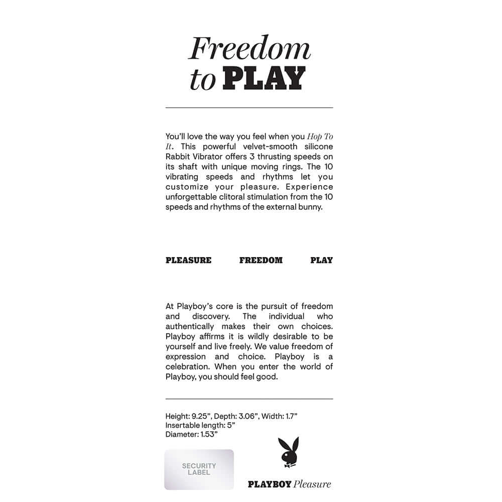 Playboy Hop To It Thrusting Dual Stimulation Vibrator Acai description and features.