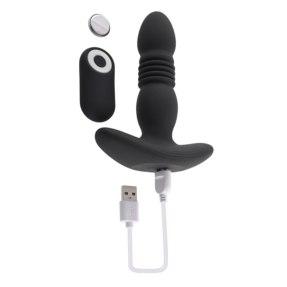 Playboy Trust The Thrust Thrusting Vibrating Anal Plug Black