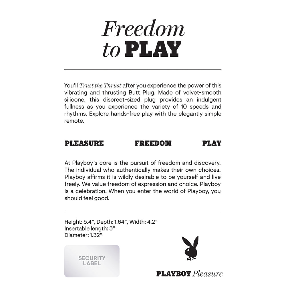 Playboy Trust The Thrust Thrusting Vibrating Anal Plug Black