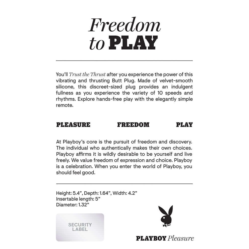 Playboy Trust The Thrust Thrusting Vibrating Anal Plug Black