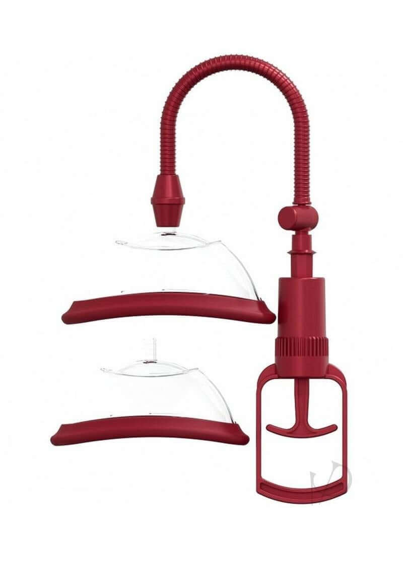 Pumped Manual Vagina Pump Red with adjustable cylinder and suction mechanism for increased blood flow.