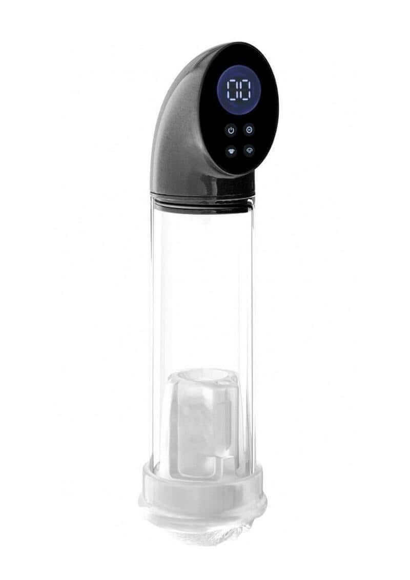 Pumped Hyperscope Automatic Male Pump with Vagina Sleeve Gun Metal on a white background.