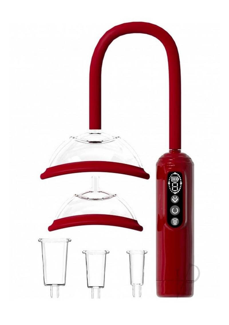 Pumped Automatic Rechargeable Vagina Breast & Nipple Pump with interchangeable cups for enhanced arousal.