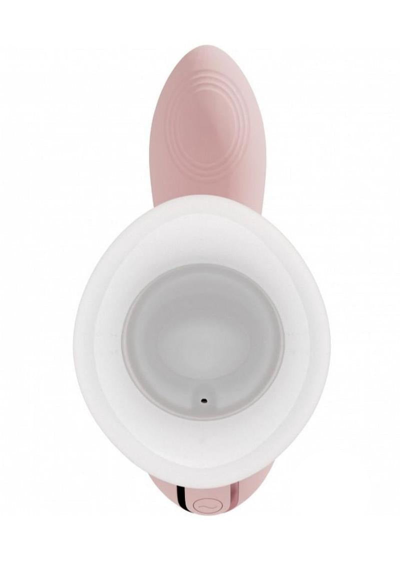 Vive Callalily Tapping Vulva Breast Suction Vibrator Pink top view showcasing its design and features.