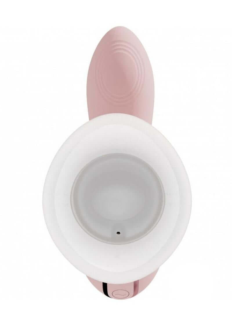 Vive Callalily Tapping Vulva Breast Suction Vibrator Pink top view showcasing its design and features.