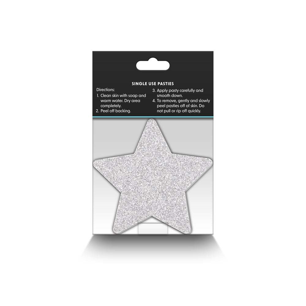 Pretty Pasties Glitter Stars Red/Silver 2 Pair