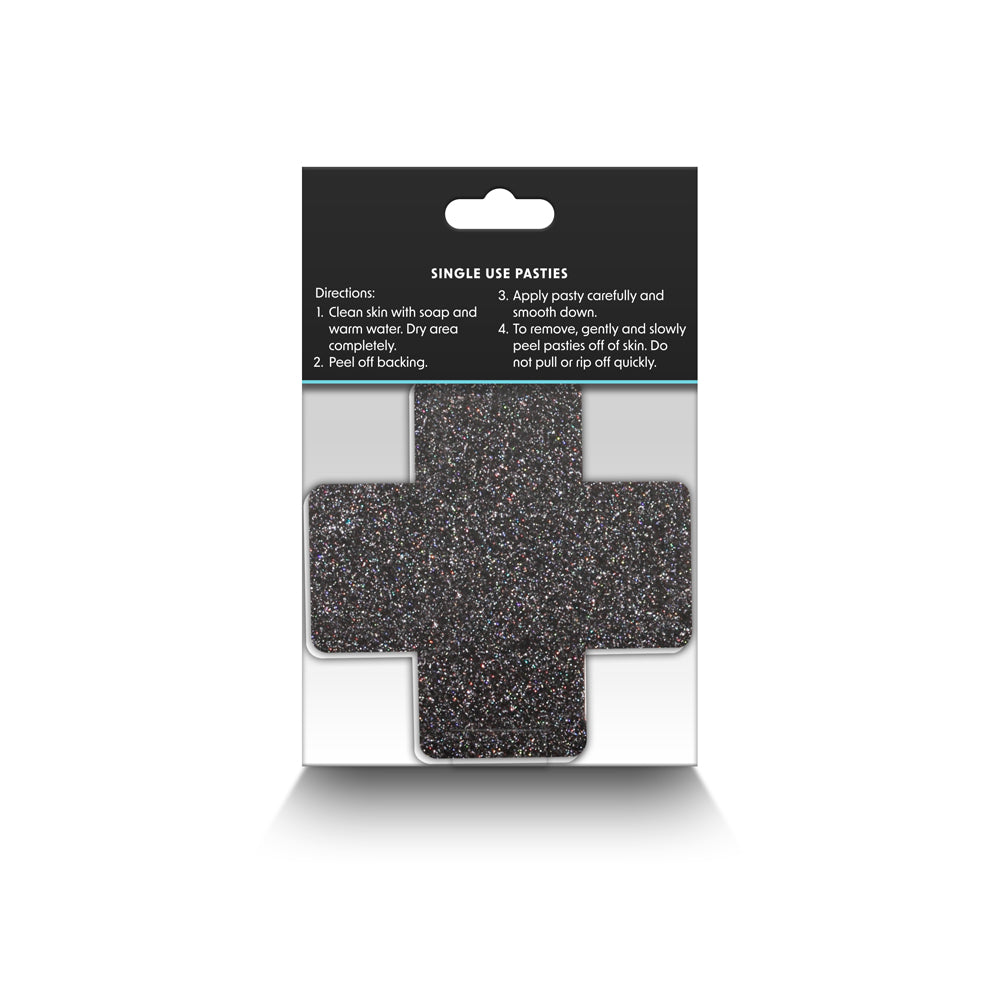 Pretty Pasties Glitter Cross Black/Gold 2 Pair