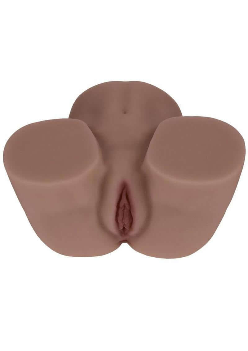 Xkin Kaya Bloom Dual Entry Pussy & Ass Masturbator Tan close-up view of dual entry design and texture.