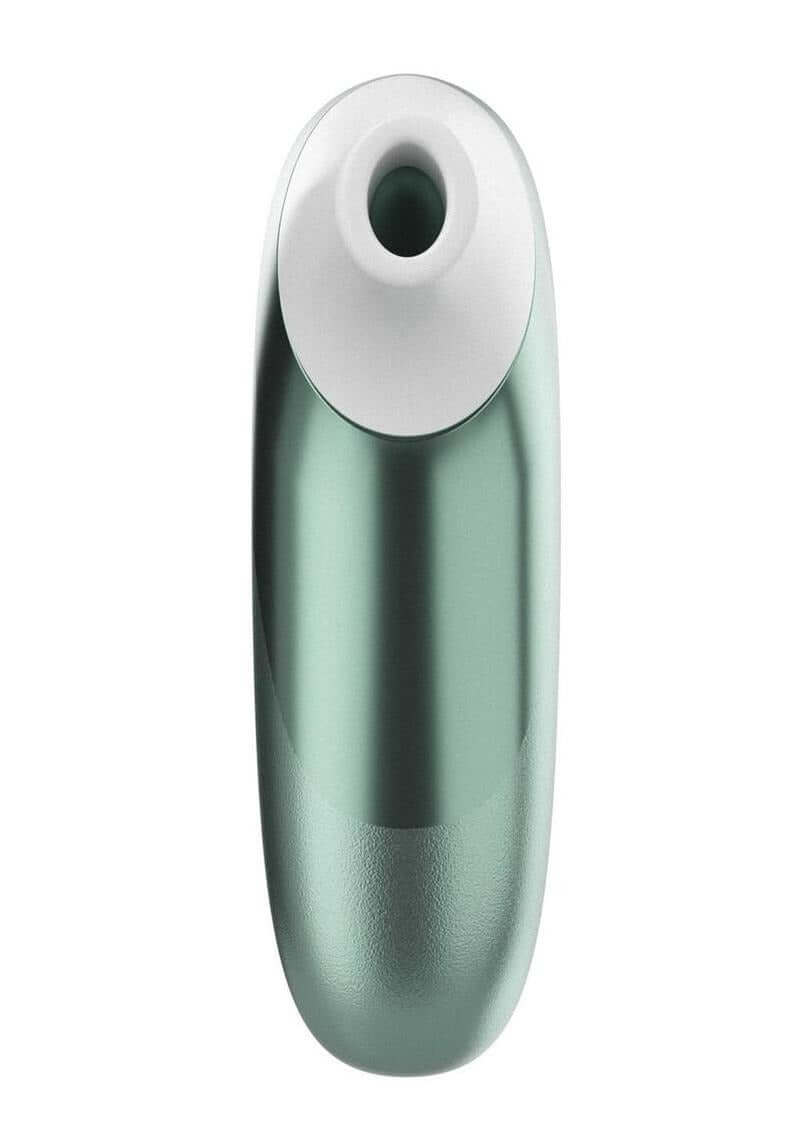 Womanizer Pleasure Pro Air Pulse Clitoral Vibrator Sage Green, top view showcasing elegant design and air pulse feature.