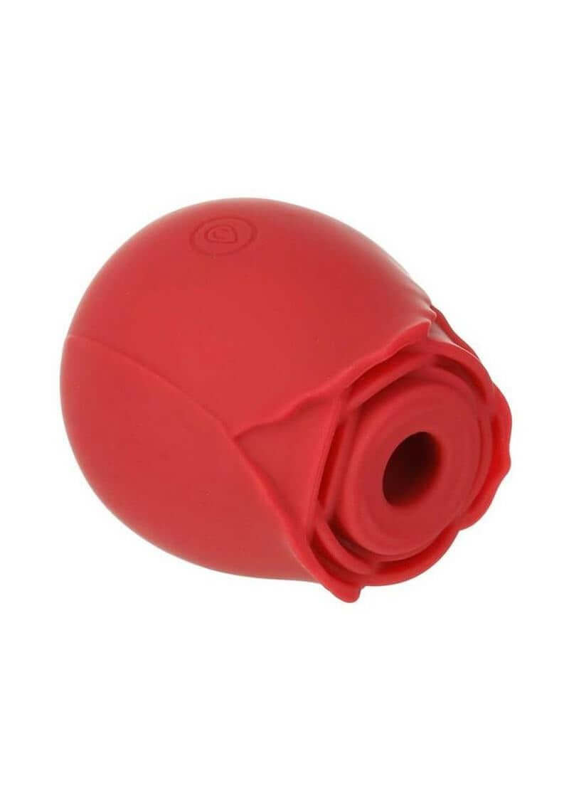M Lady Rose Rechargeable Clitoral Suction Stimulator Red showcasing its sleek design and suction opening.