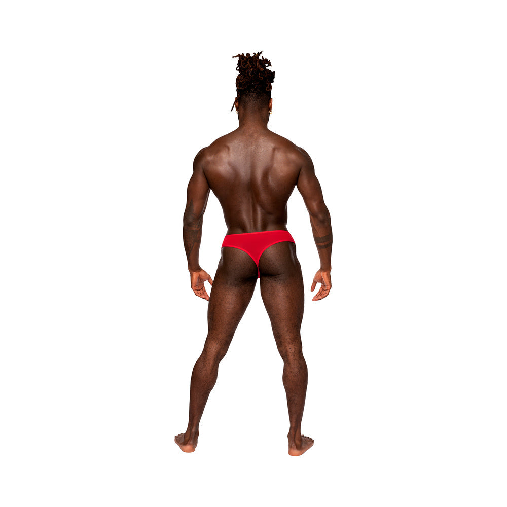 Male Power Sassy Lace Open Ring Thong Red L/XL