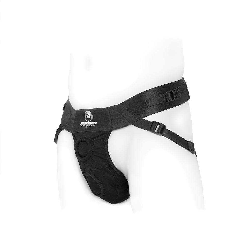 Spareparts Deuce Double Strap Harness Black Size A Regular displayed on a mannequin for product illustration.