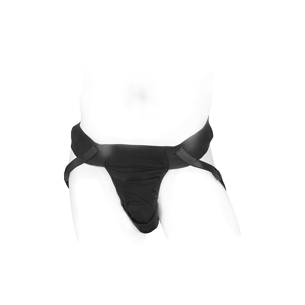 Spareparts Deuce Double Strap Harness Black Size A Regular displayed on a mannequin for men.