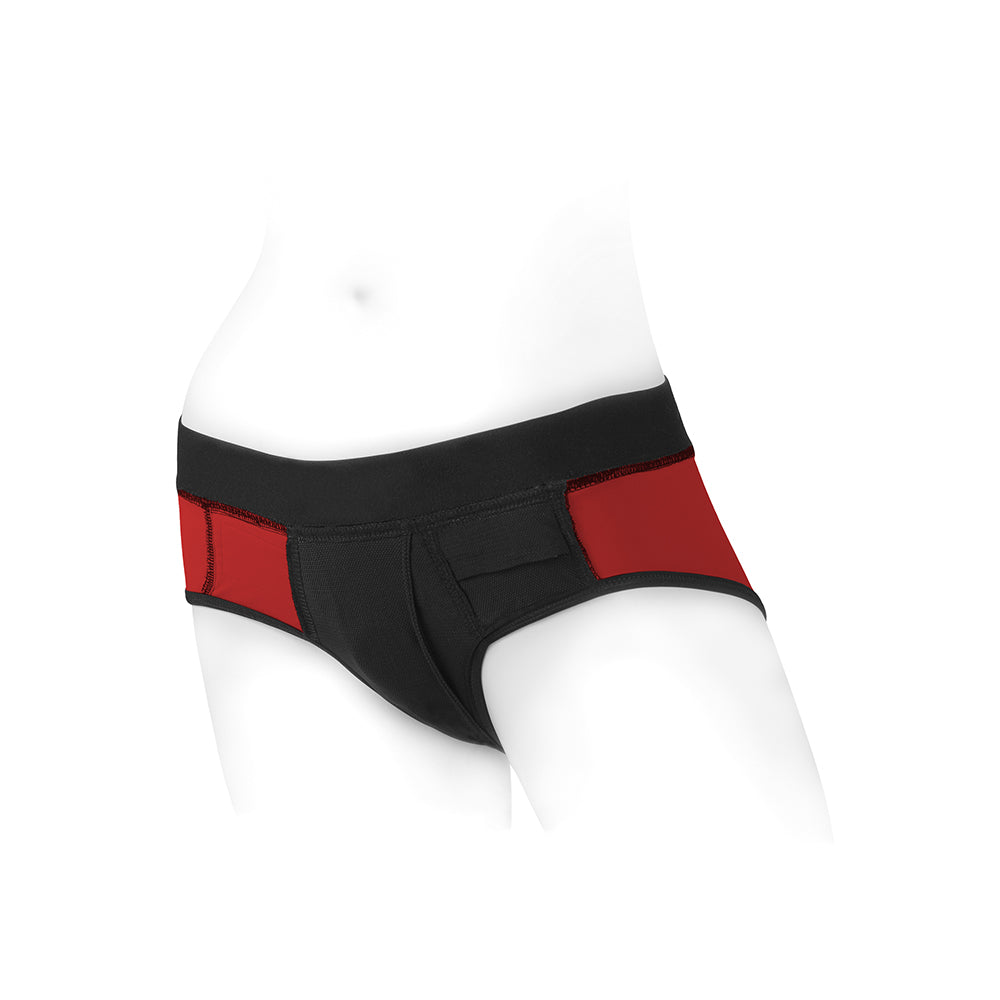 SpareParts Tomboi Nylon Briefs Harness Red/Black Size L