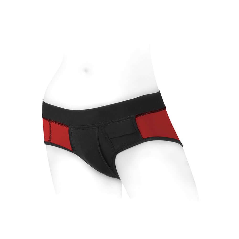 SpareParts Tomboi Nylon Briefs Harness Red/Black Size 2XL