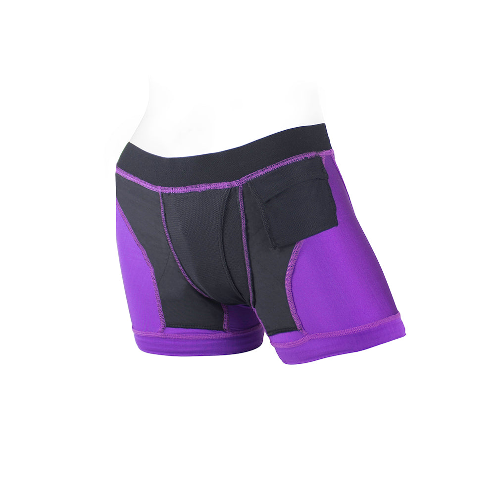 SpareParts Tomboii Nylon Boxer Briefs Harness Purple/Black Size 3XL