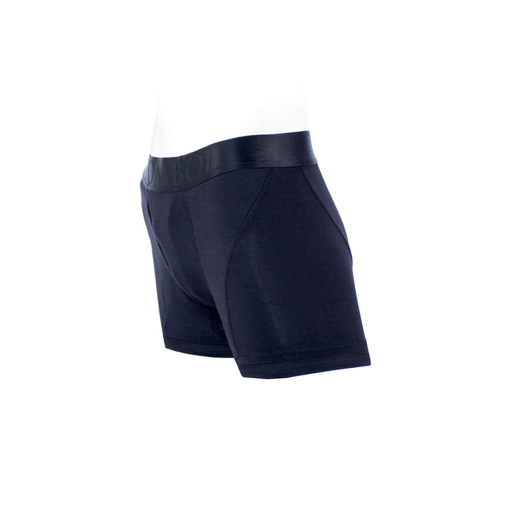 SpareParts Tomboii Rayon Boxer Briefs Harness Black Size XL side view showing modern design and comfort fit.