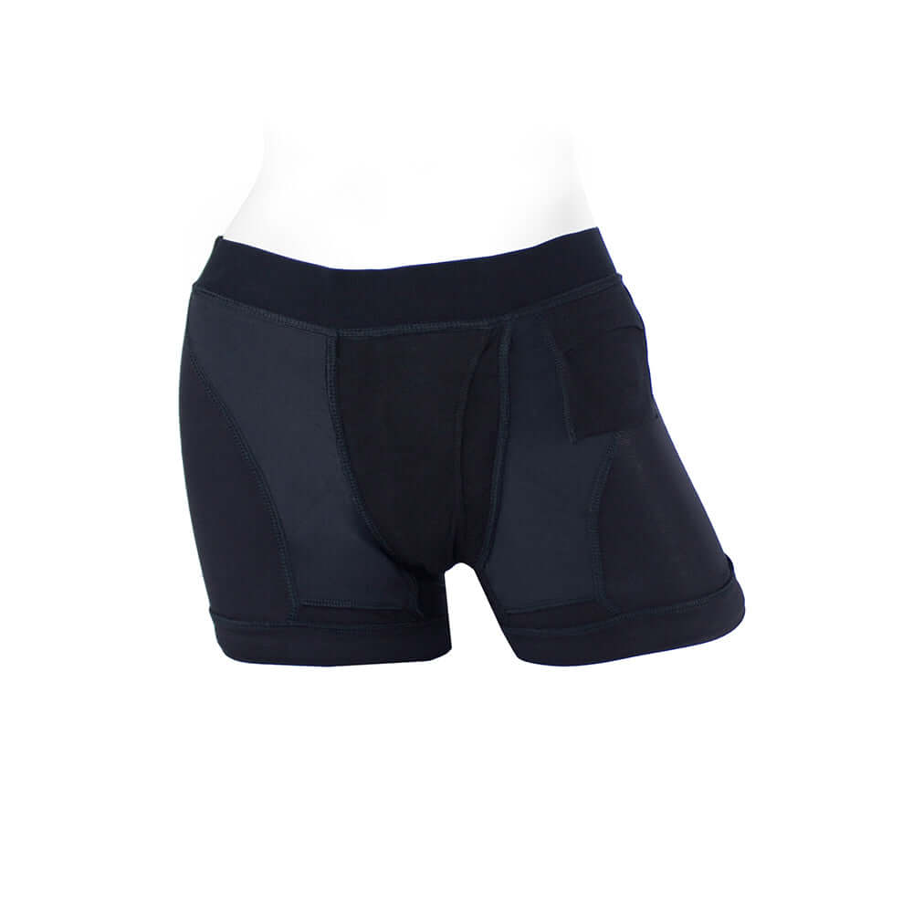SpareParts Tomboii Rayon Boxer Briefs Harness Black Size XL showcasing a modern athletic design and comfortable fit.