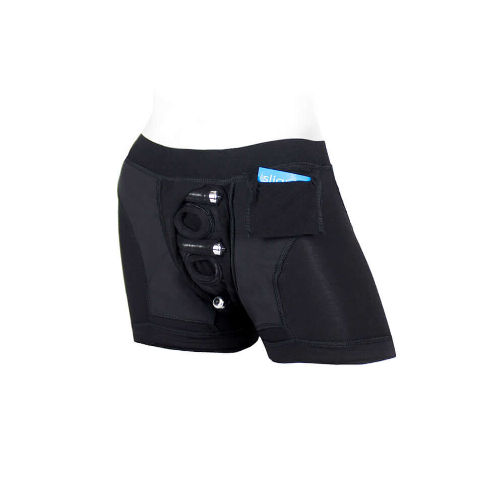 SpareParts Tomboii Rayon Boxer Briefs Harness Black Size XL featuring a sleek design and comfortable fit.