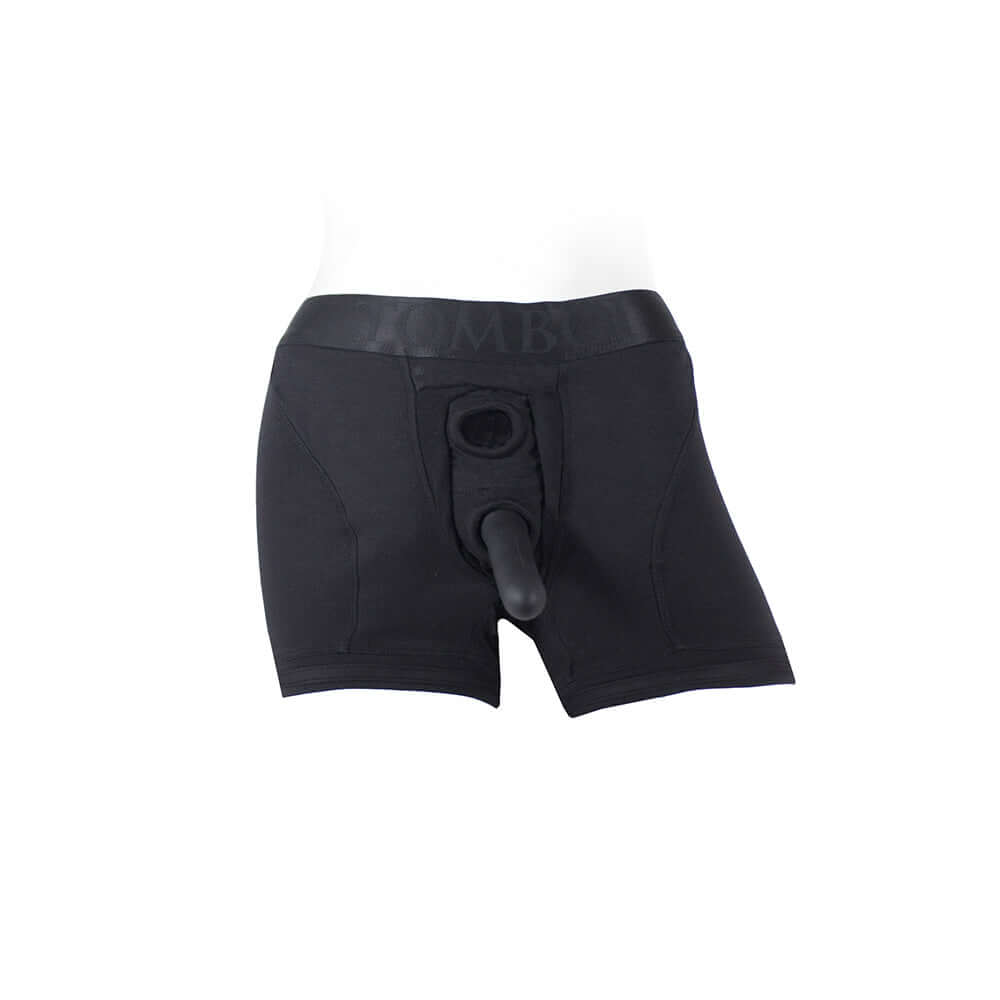 SpareParts Tomboii Rayon Boxer Briefs Harness Black Size XL with smooth silhouette and comfortable design.