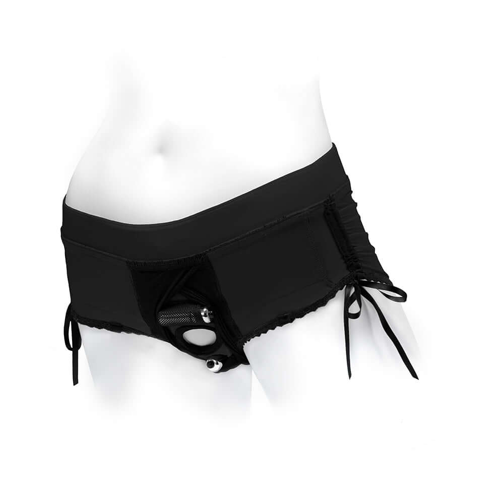 SpareParts Sasha Cinch Booty Short Harness Black Size XXS