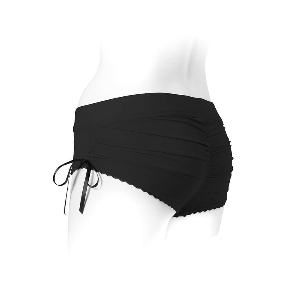 SpareParts Sasha Cinch Booty Short Harness Black Size 5XL