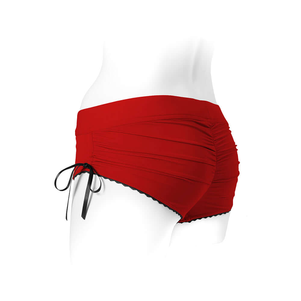 SpareParts Sasha Cinch Booty Short Harness Red/Black Size 3XL