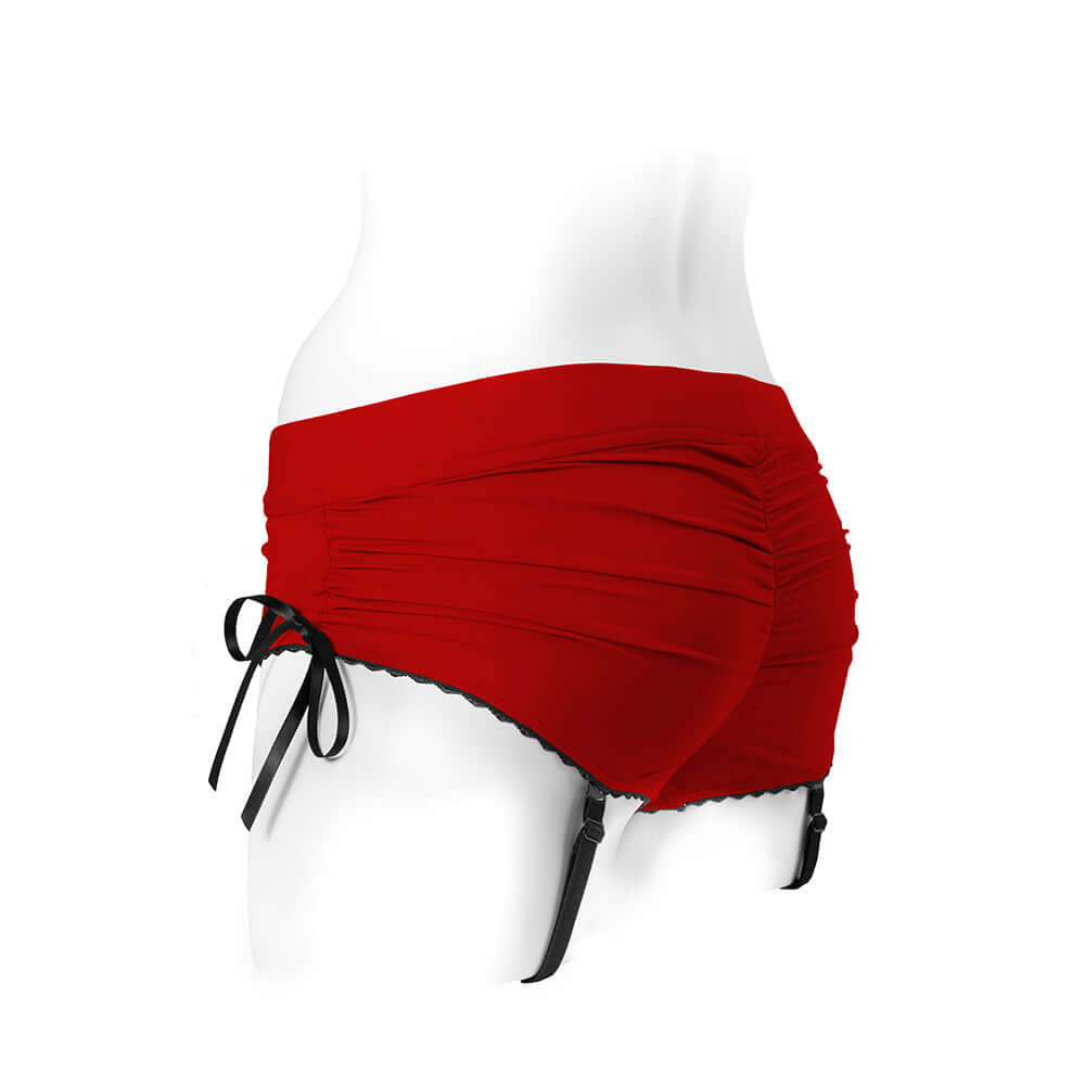 SpareParts Sasha Cinch Booty Short Harness Red/Black Size 3XL