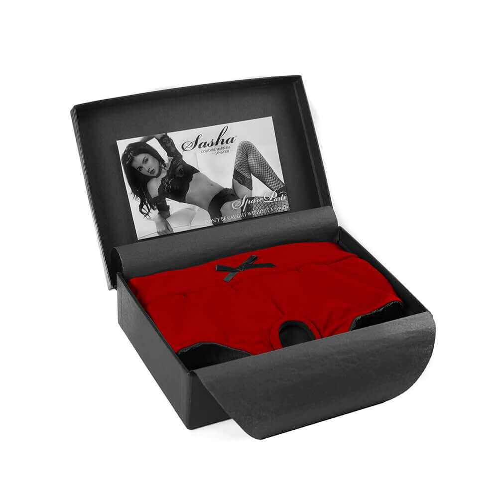 SpareParts Sasha Cinch Booty Short Harness Red/Black Size 3XL