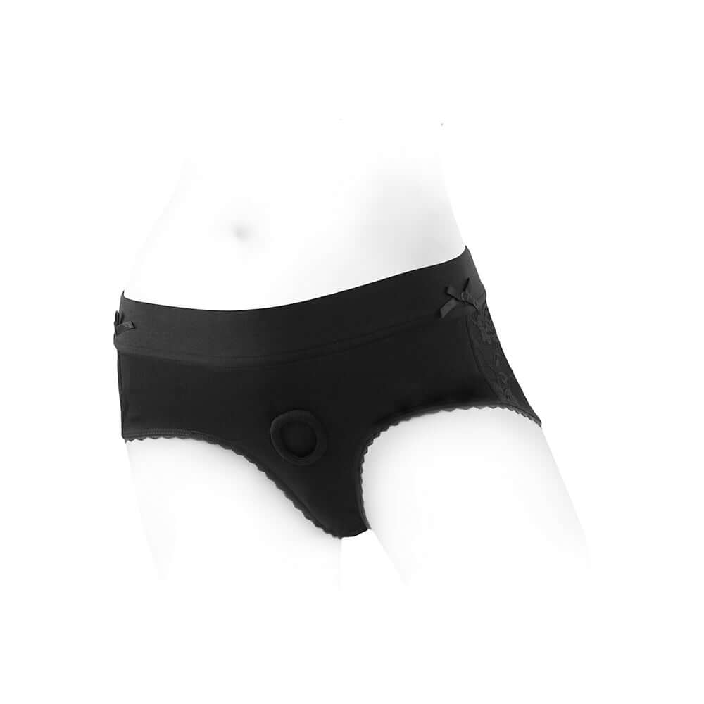 SpareParts Bella Cleavage Booty Short Harness Black Size XXS