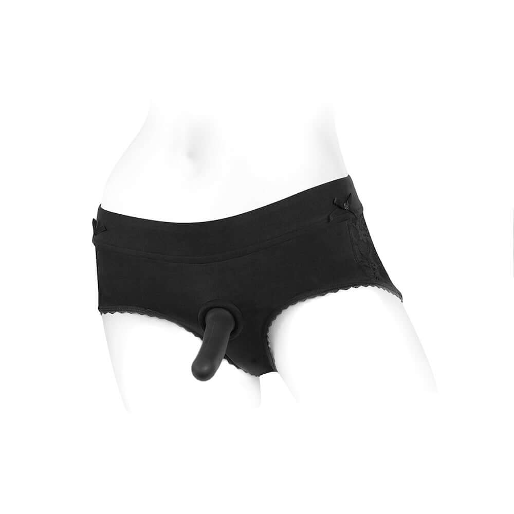 SpareParts Bella Cleavage Booty Short Harness Black Size XXS
