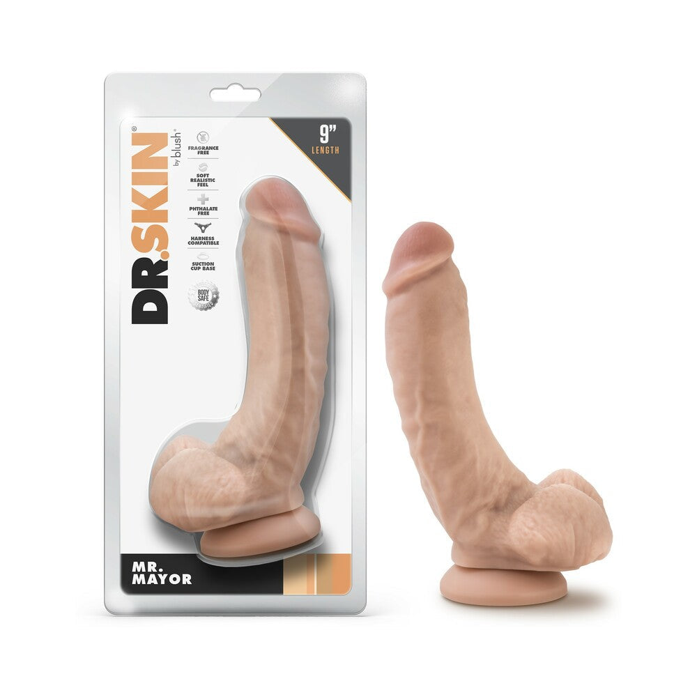 Dr. Skin Mr. Mayor 9 inches Dildo with Balls Beige