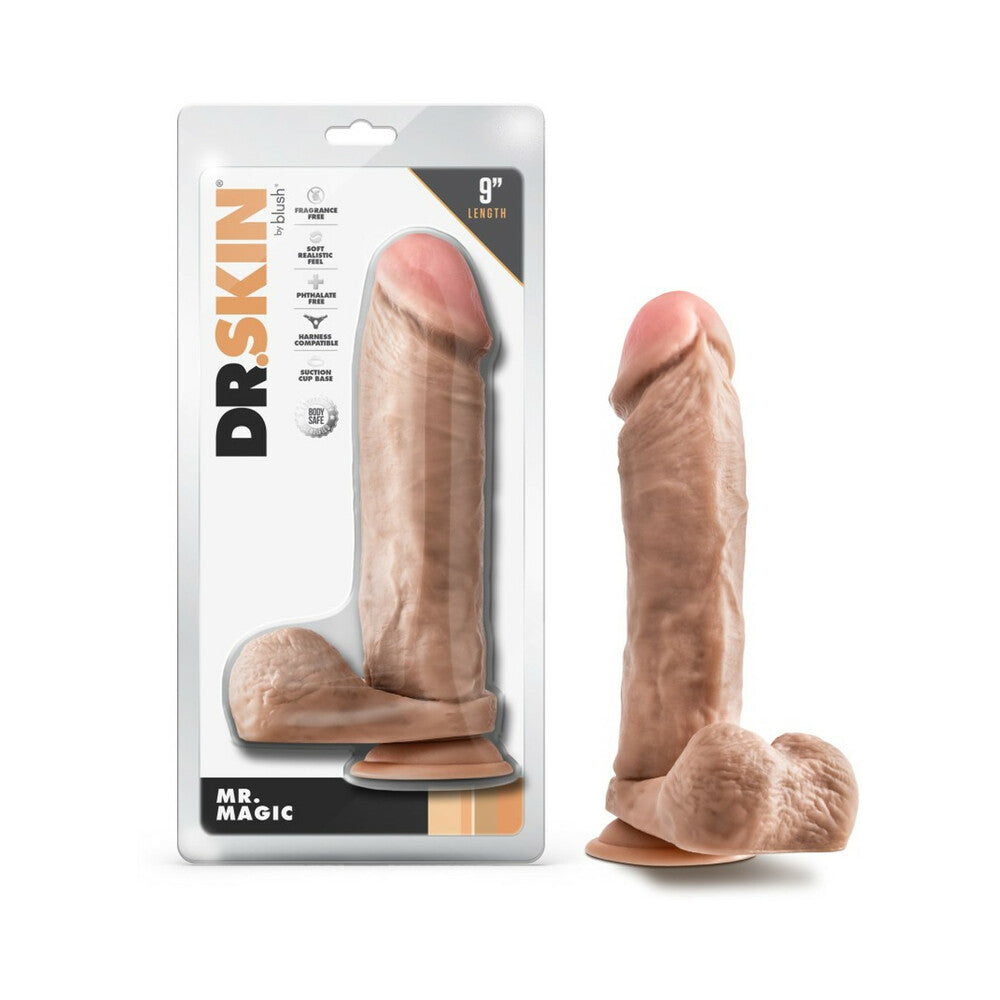 Dr. Skin Mr. Magic 9 inches Dildo with Balls Beige